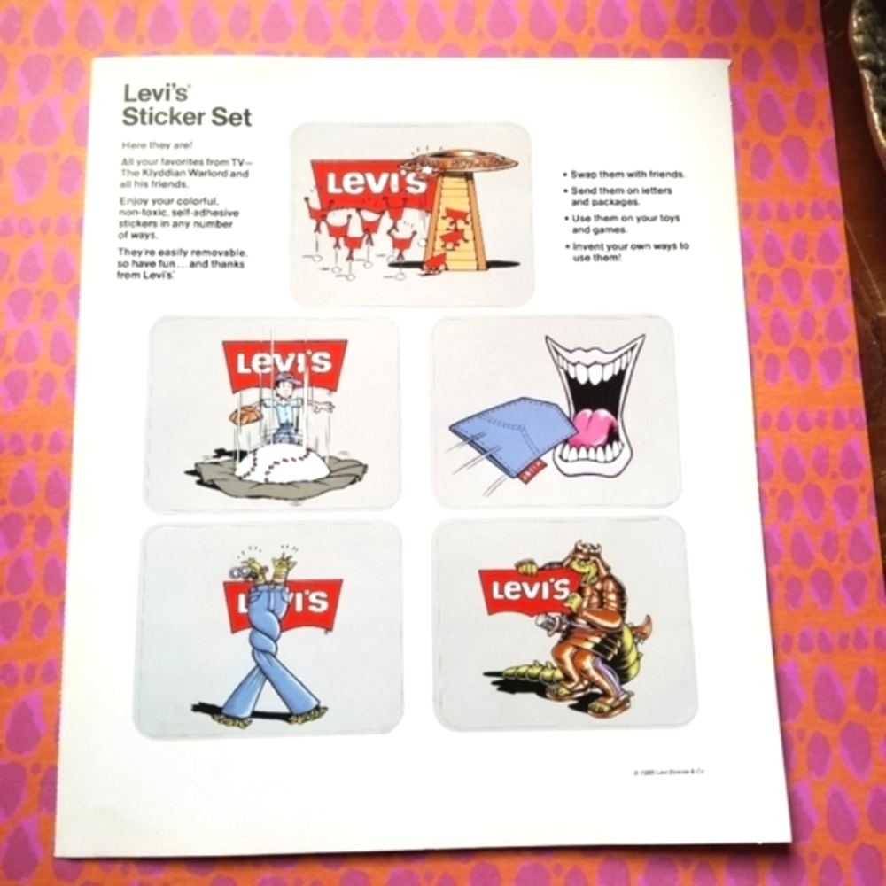 Vintage Levi's Sticker Set 1985 Strauss Jeans advertising